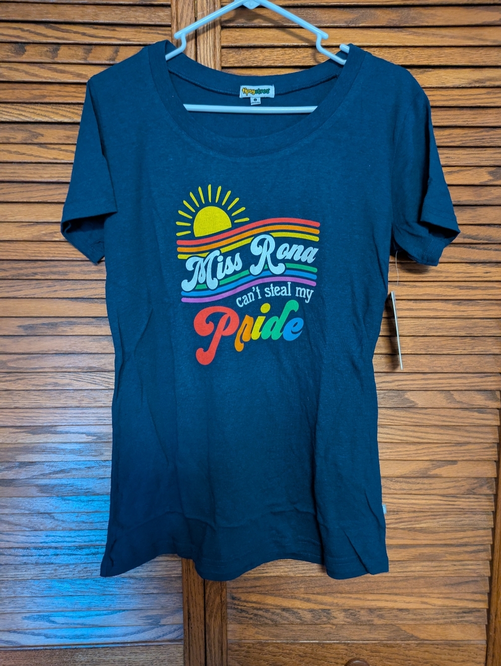 Tipsy Elves NWT Miss Rona Can't Steal My Pride Graphic Tee Rainbow Print Size L
